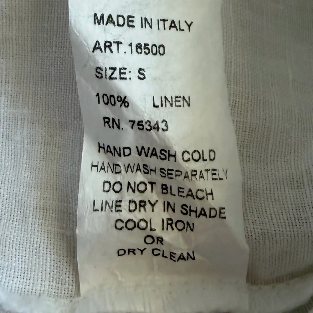 Chic Laura Bianchi White Linen Back Buttons Lace Trim Short Sleeve Women's Top-S - Picture 10 of 15